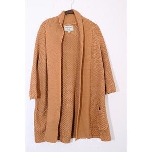 Lucky Brand Cardigan Sweater M Brown 3/4 Sleeve open